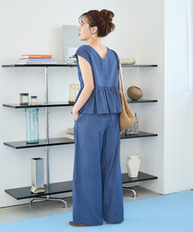 FREAK'S STORE | 限定展開　レーヨンデニム ノースリーブ セットアップ(ブラウス・イージーパンツ)(デニムパンツ)