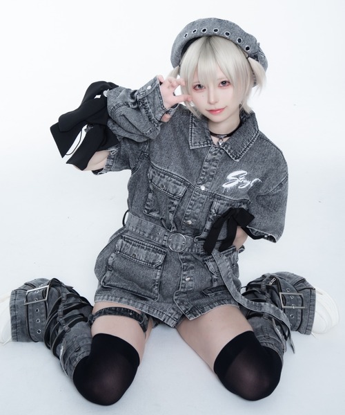TRAVAS TOKYO(トラバス トウキョウ)の「TRAVAS TOKYO ×しゅがおコラボデニムJK/デニムジャケット(デニムジャケット・レディース・グレー・FREE)」の2枚目の写真