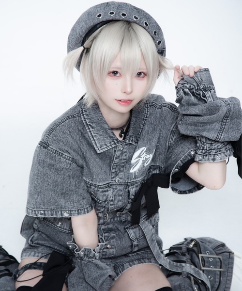 TRAVAS TOKYO(トラバス トウキョウ)の「TRAVAS TOKYO ×しゅがおコラボデニムJK/デニムジャケット(デニムジャケット・レディース・グレー・FREE)」の4枚目の写真