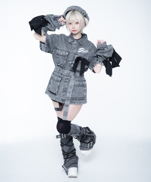 TRAVAS TOKYO(トラバス トウキョウ)の「TRAVAS TOKYO ×しゅがおコラボデニムJK/デニムジャケット(デニムジャケット・レディース・グレー・FREE)」の22枚目の写真