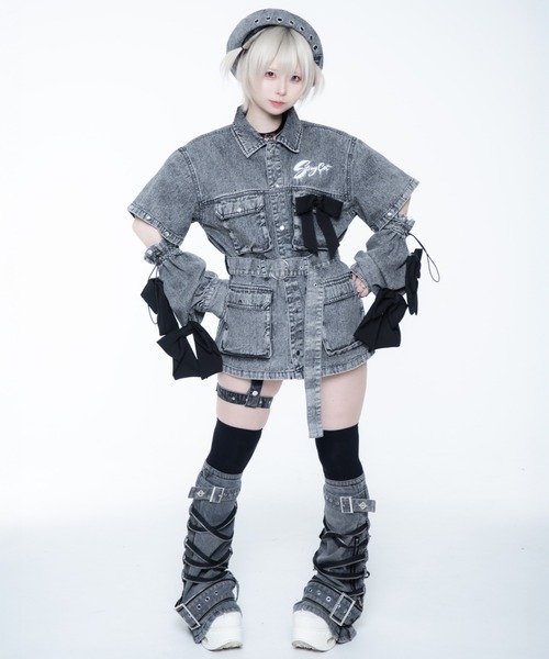 TRAVAS TOKYO(トラバス トウキョウ)の「TRAVAS TOKYO ×しゅがおコラボデニムJK/デニムジャケット(デニムジャケット・レディース・グレー・FREE)」の20枚目の写真