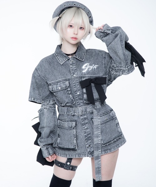TRAVAS TOKYO(トラバス トウキョウ)の「TRAVAS TOKYO ×しゅがおコラボデニムJK/デニムジャケット(デニムジャケット・レディース・グレー・FREE)」の15枚目の写真