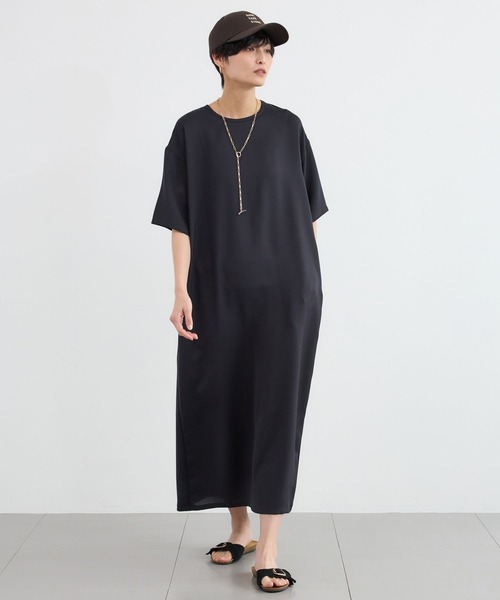 BARNYARDSTORM（バンヤードストーム）の「BARNYARDSTORM / ハーフスリーブストレッチワンピース【接触冷感・吸水速乾】（ワンピース・レディース・ネイビー/カーキ・FREE）」の2枚目の写真