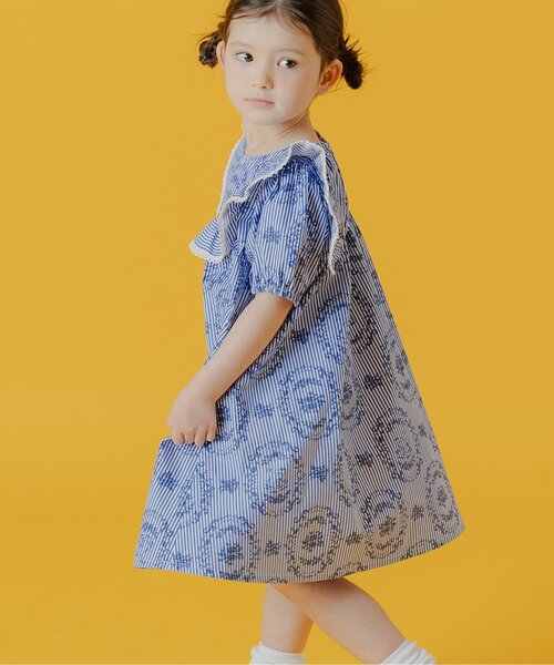 Boribon(ボリボン)の「【リンク】スワンストライプドレス(ドレス・キッズ・ピンク/ブルー・80/90/100/110/120)」の1枚目の写真
