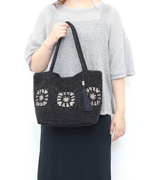 メタリック柄編み トートバッグ