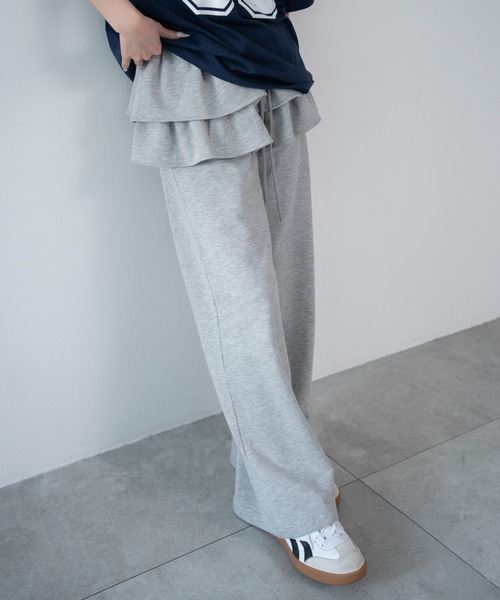 WEGO（ウィゴー）の「WEGO/【26年春夏新作】レイヤードデザインスウェットパンツ（スウェットパンツ・レディース・杢グレー・FREE）」の7枚目の写真