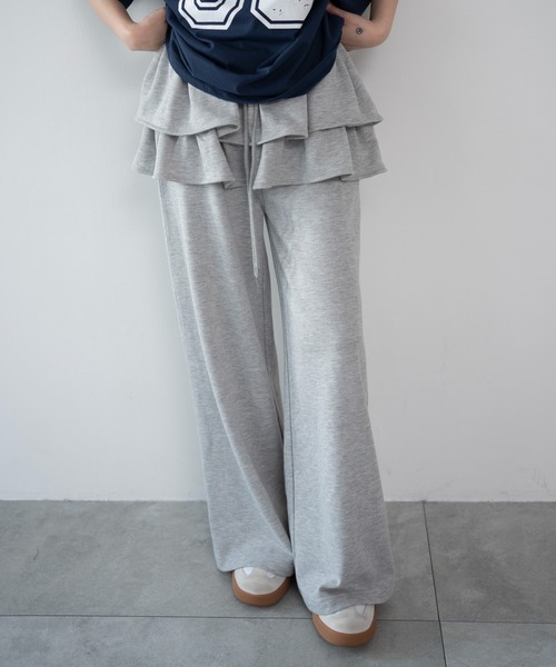 WEGO（ウィゴー）の「WEGO/【26年春夏新作】レイヤードデザインスウェットパンツ（スウェットパンツ・レディース・杢グレー・FREE）」の8枚目の写真