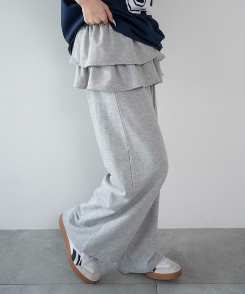 WEGO（ウィゴー）の「WEGO/【26年春夏新作】レイヤードデザインスウェットパンツ（スウェットパンツ・レディース・杢グレー・FREE）」の9枚目の写真