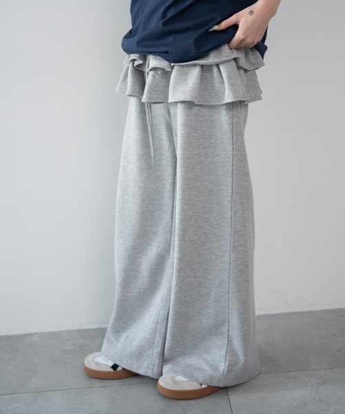 WEGO（ウィゴー）の「WEGO/【26年春夏新作】レイヤードデザインスウェットパンツ（スウェットパンツ・レディース・杢グレー・FREE）」の11枚目の写真