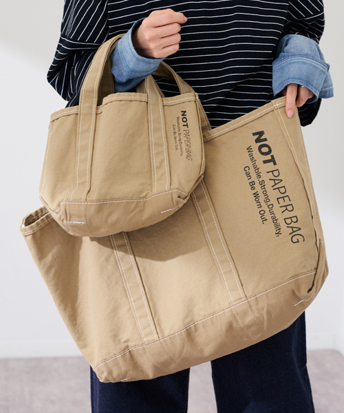 FRAMeWORK（フレームワーク）の「SEUVAS/ソウバス 別注NOT PAPER バッグ S（トートバッグ・レディース・ベージュ・FREE）」の6枚目の写真
