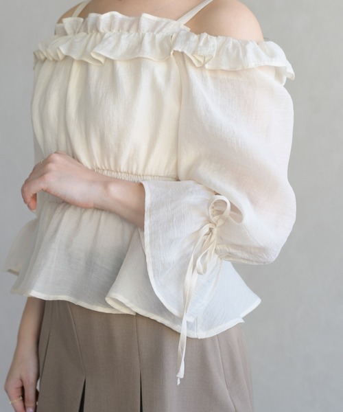 31 Sons de mode（トランテアン　ソン　ドゥ　モード）の「2026春夏新作 シャーリングフリルブラウス（シャツ/ブラウス・レディース・ベージュ/グレー/ライトグリーン・ﾌﾘ-）」の18枚目の写真