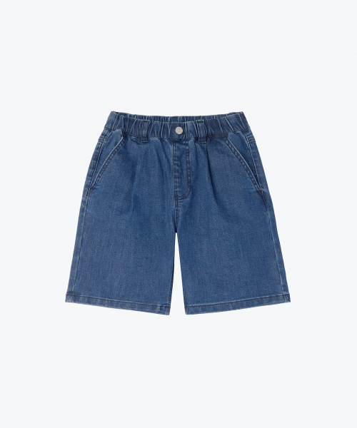 MUSINSA STANDARD KIDS（ムシンサスタンダードキッズ）の「[クールタンダード] ワンタックワイドバンディングデニムショーツ [ミディアムインディゴ]（デニムパンツ・レディース・その他・100/110/130/140/150/160/120）」の4枚目の写真