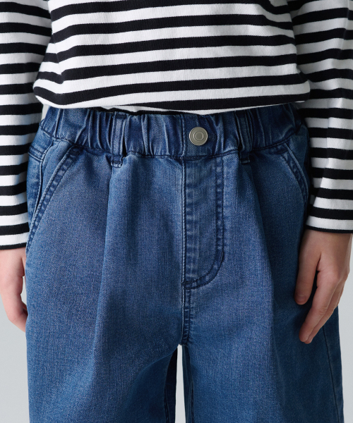 MUSINSA STANDARD KIDS（ムシンサスタンダードキッズ）の「[クールタンダード] ワンタックワイドバンディングデニムショーツ [ミディアムインディゴ]（デニムパンツ・レディース・その他・100/110/130/140/150/160/120）」の6枚目の写真