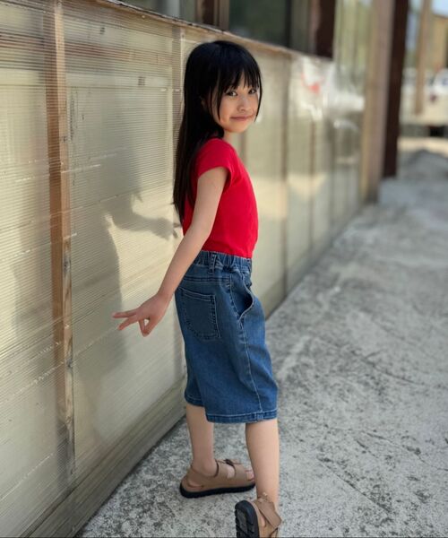 MUSINSA STANDARD KIDS（ムシンサスタンダードキッズ）の「[クールタンダード] ワンタックワイドバンディングデニムショーツ [ミディアムインディゴ]（デニムパンツ・レディース・その他・100/110/130/140/150/160/120）」の9枚目の写真