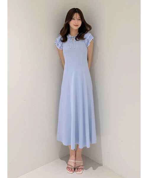 MERCURYDUO(マーキュリーデュオ)の「ポロ衿ラッフルニットワンピース(ワンピース・レディース・ネイビー/ライトブルー/ブラック・MEDIUM/SMALL)」の11枚目の写真