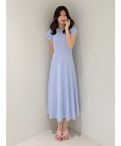 MERCURYDUO(マーキュリーデュオ)の「ポロ衿ラッフルニットワンピース(ワンピース・レディース・ネイビー/ライトブルー/ブラック・MEDIUM/SMALL)」の12枚目の写真