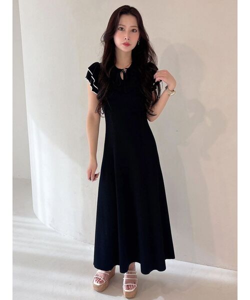 MERCURYDUO(マーキュリーデュオ)の「ポロ衿ラッフルニットワンピース(ワンピース・レディース・ネイビー/ライトブルー/ブラック・MEDIUM/SMALL)」の14枚目の写真