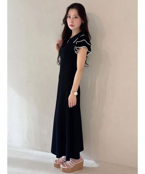 MERCURYDUO(マーキュリーデュオ)の「ポロ衿ラッフルニットワンピース(ワンピース・レディース・ネイビー/ライトブルー/ブラック・MEDIUM/SMALL)」の18枚目の写真