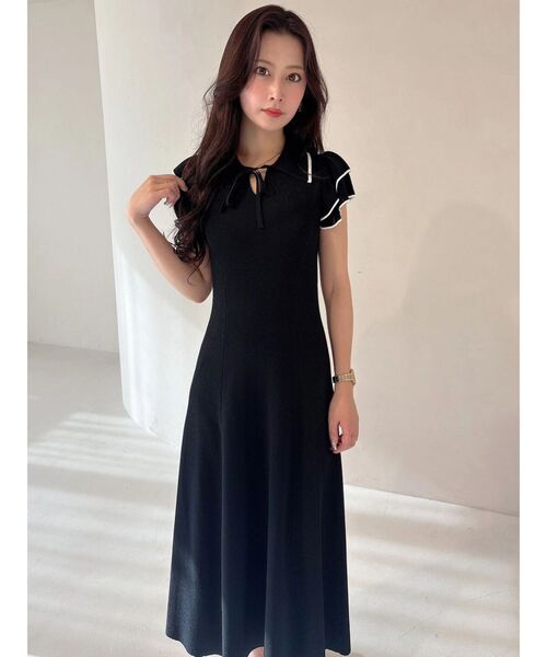 MERCURYDUO(マーキュリーデュオ)の「ポロ衿ラッフルニットワンピース(ワンピース・レディース・ネイビー/ライトブルー/ブラック・MEDIUM/SMALL)」の16枚目の写真