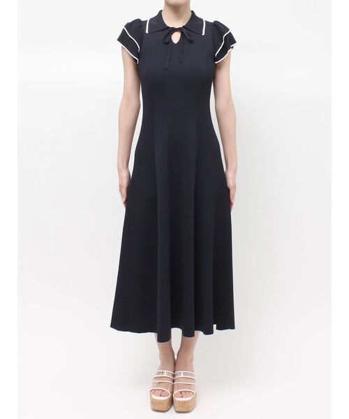 MERCURYDUO(マーキュリーデュオ)の「ポロ衿ラッフルニットワンピース(ワンピース・レディース・ネイビー/ライトブルー/ブラック・MEDIUM/SMALL)」の14枚目の写真