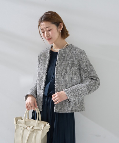 YECCA VECCA（イェッカヴェッカ）の「ツイードジャケット (1)（テーラードジャケット・レディース・その他6/ネイビー・L/M）」の4枚目の写真