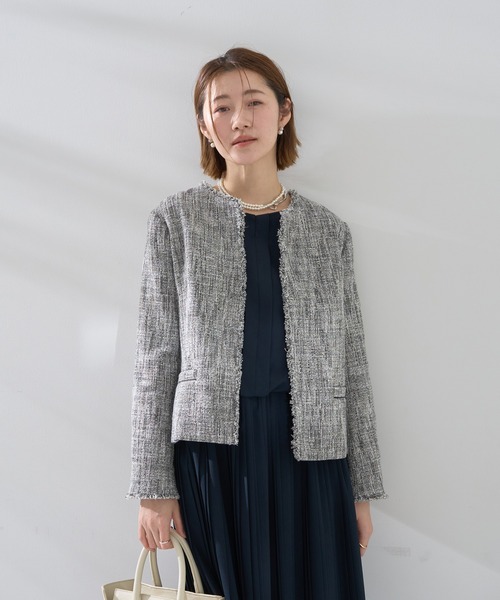 YECCA VECCA（イェッカヴェッカ）の「ツイードジャケット (1)（テーラードジャケット・レディース・その他6/ネイビー・L/M）」の3枚目の写真