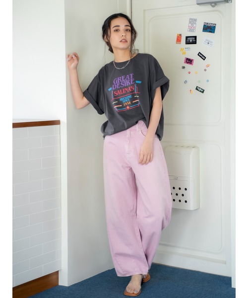 Ungrid ピンク ワイドデニムパンツ Ungrid｜アングリッドのパンツ（ピンク/桃色系）通販 - ZOZOTOWN