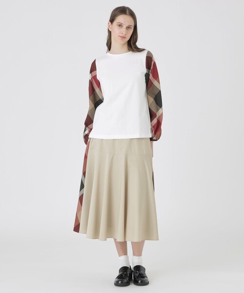BLUE LABEL CRESTBRIDGE（ブルーレーベルクレストブリッジ）の「チェックスリーブプルオーバー（Tシャツ/カットソー・レディース・ダークネイビー/ホワイト系その他/ブラック/オフホワイト・40/38）」の5枚目の写真