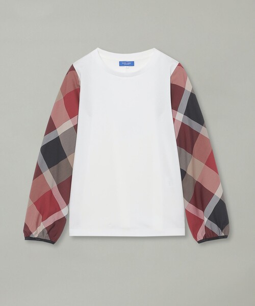 BLUE LABEL CRESTBRIDGE（ブルーレーベルクレストブリッジ）の「チェックスリーブプルオーバー（Tシャツ/カットソー・レディース・ダークネイビー/ホワイト系その他/ブラック/オフホワイト・40/38）」の10枚目の写真
