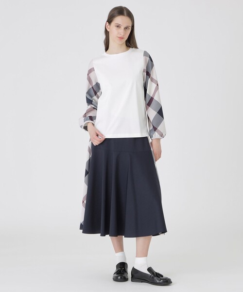 BLUE LABEL CRESTBRIDGE（ブルーレーベルクレストブリッジ）の「チェックスリーブプルオーバー（Tシャツ/カットソー・レディース・ダークネイビー/ホワイト系その他/ブラック/オフホワイト・40/38）」の11枚目の写真