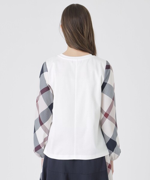 BLUE LABEL CRESTBRIDGE（ブルーレーベルクレストブリッジ）の「チェックスリーブプルオーバー（Tシャツ/カットソー・レディース・ダークネイビー/ホワイト系その他/ブラック/オフホワイト・40/38）」の14枚目の写真