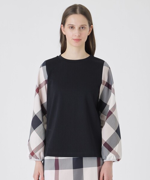 BLUE LABEL CRESTBRIDGE（ブルーレーベルクレストブリッジ）の「チェックスリーブプルオーバー（Tシャツ/カットソー・レディース・ダークネイビー/ホワイト系その他/ブラック/オフホワイト・40/38）」の18枚目の写真