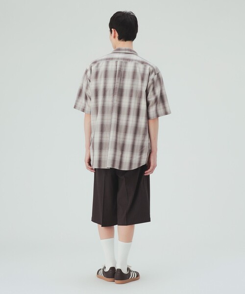 BEAMS HEART(ビームスハート)の「【7/16値下げ】オンブレーチェック ショートスリーブ シャツ(ユニセックス)(シャツ/ブラウス・メンズ・ネイビー/ベージュ・LARGE/MEDIUM/SMALL)」の5枚目の写真