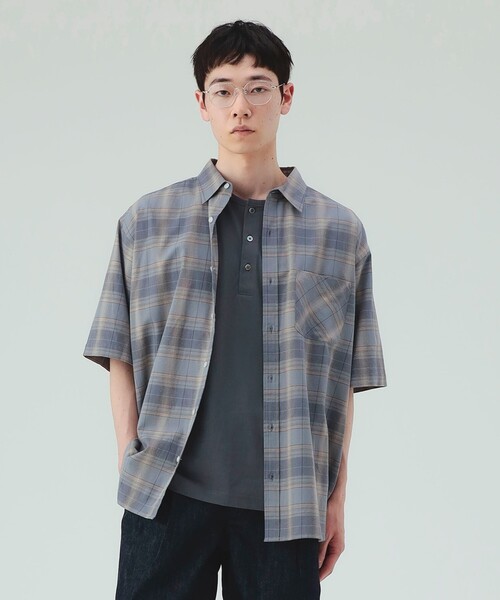 BEAMS HEART(ビームスハート)の「【7/16値下げ】オンブレーチェック ショートスリーブ シャツ(ユニセックス)(シャツ/ブラウス・メンズ・ネイビー/ベージュ・LARGE/MEDIUM/SMALL)」の21枚目の写真