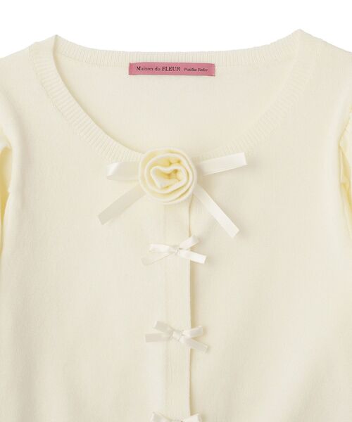 Maison de FLEUR（メゾンドフルール）の「ローズニット半袖カーディガン（カーディガン/ボレロ・レディース・ピンク/アイボリー・FREE）」の7枚目の写真