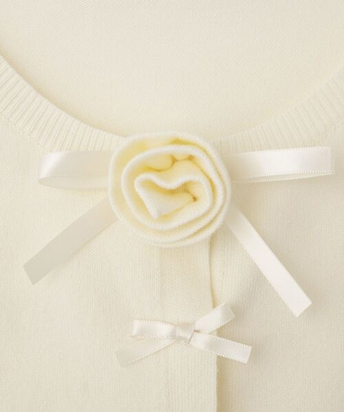 Maison de FLEUR（メゾンドフルール）の「ローズニット半袖カーディガン（カーディガン/ボレロ・レディース・ピンク/アイボリー・FREE）」の10枚目の写真