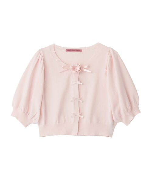 Maison de FLEUR（メゾンドフルール）の「ローズニット半袖カーディガン（カーディガン/ボレロ・レディース・ピンク/アイボリー・FREE）」の16枚目の写真