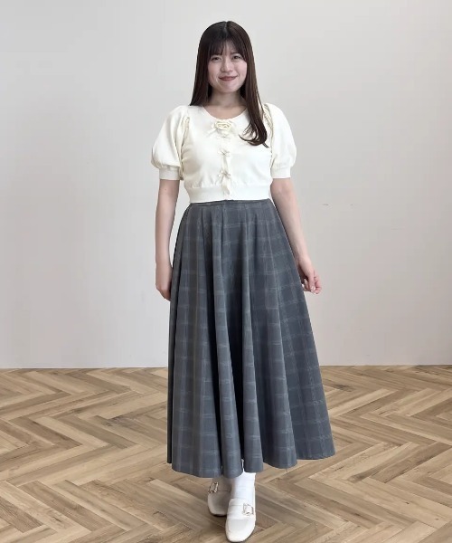 Maison de FLEUR(メゾンドフルール)の「ローズニット半袖カーディガン(カーディガン/ボレロ・レディース・ピンク/アイボリー・FREE)」の18枚目の写真