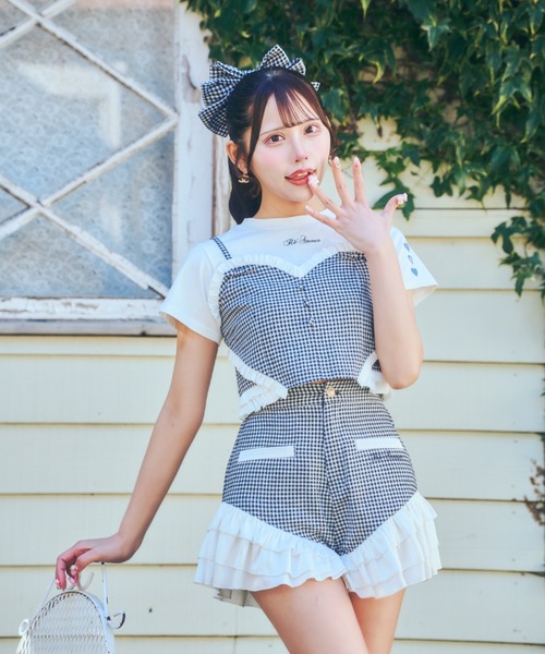 ReAmour(リアムール)の「ハートフリルビスチェ(その他トップス・レディース・ピンク/ブラック・FREE)」の4枚目の写真