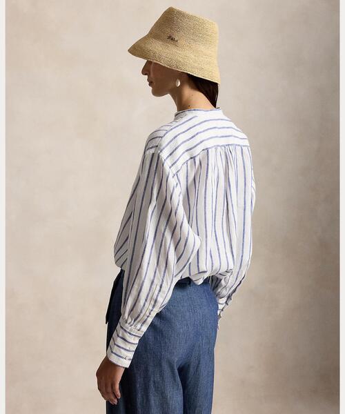POLO RALPH LAUREN(ポロ ラルフ ローレン)の「ストライプド リネン シャツ(シャツ/ブラウス・レディース・ブルー・00/6/4/0/2)」の6枚目の写真