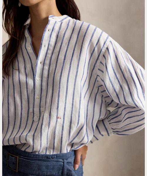 POLO RALPH LAUREN(ポロ ラルフ ローレン)の「ストライプド リネン シャツ(シャツ/ブラウス・レディース・ブルー・00/6/4/0/2)」の5枚目の写真