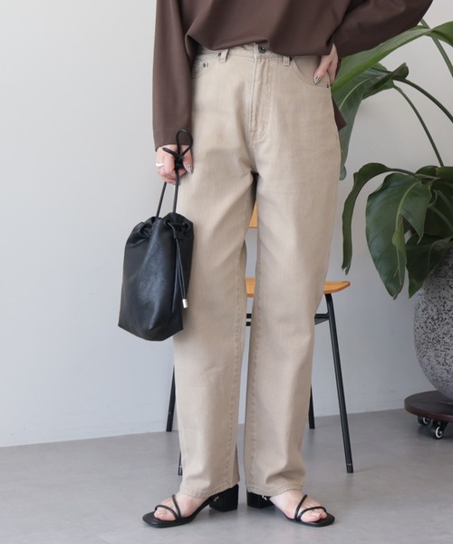 AMERICAN HOLIC(アメリカンホリック)の「ルーズストレートカラーデニムパンツ(デニムパンツ・レディース・ライトカーキ/ベージュ・M/S/L)」の2枚目の写真