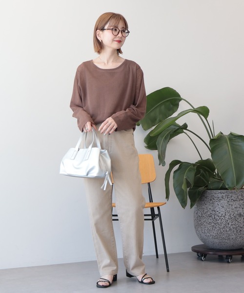 AMERICAN HOLIC(アメリカンホリック)の「ルーズストレートカラーデニムパンツ(デニムパンツ・レディース・ライトカーキ/ベージュ・M/S/L)」の5枚目の写真
