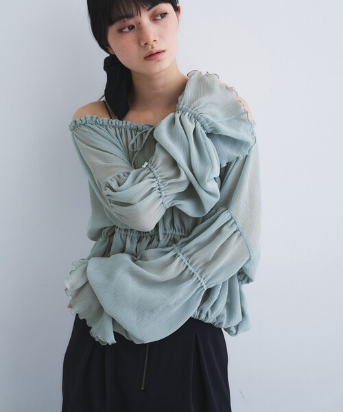 CODE A（コードエー）の「off－shoulder blouse（シャツ/ブラウス・レディース・チャコールグレー/サックスブルー/ホワイト・00）」の10枚目の写真
