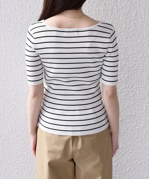 SHIPS Colors(シップス カラーズ)の「SHIPS Colors:〈手洗い可能〉リブ 5分袖 ニット◇(ニット/セーター・レディース・ブラック/オレンジ/ネイビー・ONE SIZE)」の14枚目の写真