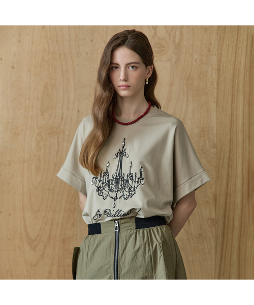 MAXZA(マージャコレクション)の「キュービックシャンデリア刺繍ルーズフィット半袖Tシャツ(Tシャツ/カットソー・レディース・ホワイト/ブラック/ベージュ・FREE)」の3枚目の写真
