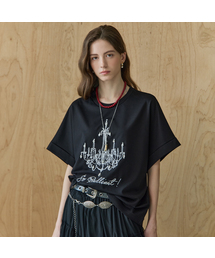 キュービックシャンデリア刺繍ルーズフィット半袖Tシャツ