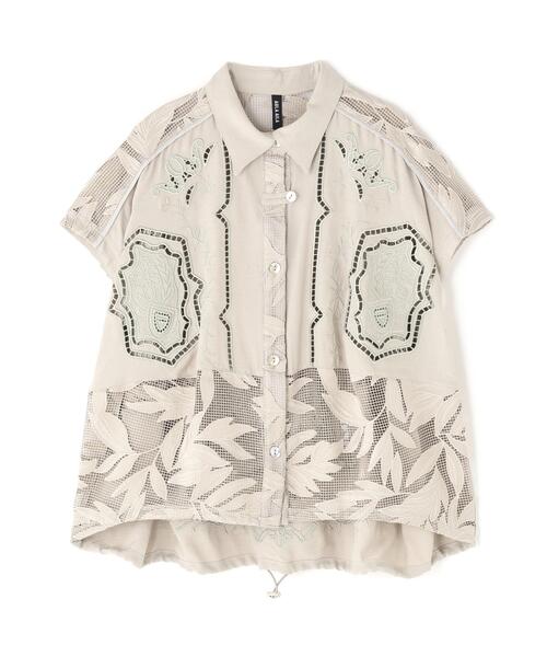 AULA AILA（アウラアイラ）の「AULA AILA/アウラアイラ/CUTWORK EMBROIDERED SHIRT（シャツ/ブラウス・レディース・グレー/ブラック・0）」の2枚目の写真