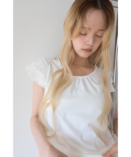 Smyeon(スミョン)の「Lace sleeve tee/レース袖Tシャツ(Tシャツ/カットソー・レディース・ブラック/ホワイト・FREE)」の11枚目の写真