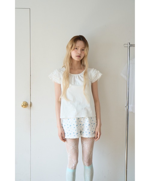 Smyeon(スミョン)の「Lace sleeve tee/レース袖Tシャツ(Tシャツ/カットソー・レディース・ブラック/ホワイト・FREE)」の21枚目の写真